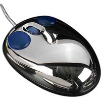Bey-Berk D194 Chrome Plated Computer Mouse with Scroll Wheel and USB Connector. Grey