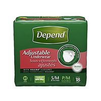 Depend Maximum Absorbency Adjustable Underwear, Small/Medium 18 ea (Pack of 3)