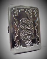 Brushed Gun Metal Raised Snake Design Cigarette Case, King Size, 3102GMSN
