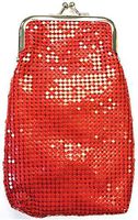 Eclipse Red Luxury Mesh Sequin Cigarette Case Fit 100's Pocket Inside, Ball Clasp