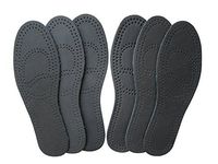 Bellcon Leather Shoe Insoles for Women Full Length Shoe Pads Nonskid Boot Inserts Black Thin Shoe Pads with Activated Carbon Odor Control (3 Pairs/Womens US 7-7.5)