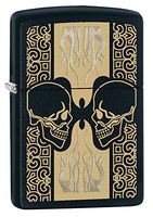 Zippo Skulls Pattern Pocket Lighter, Black Matte
