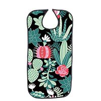 Adult Bibs, Reusable Clothing Protector, Washable Waterproof Dining Eating Bibs Apron for The Eldly Elderly Senior Men and Women (Cactus)