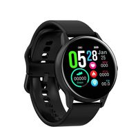 UFonding 2019 Digital Round Face Smart Watch with Bluetooth Blood Pressure IP68 Waterproof Support Android iOS for Women (Silicone Strape,Black)