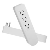 3-Outlet Power Strip Socket - 2 Pack, Power Travel Charging Station Outlet, Portable Power Socket 3 - Prong Plug Grounded Wall Outlet - White