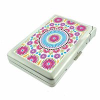 Popular Patterns Designs D1 Cigarette Case Lighter Smoking King Size Cigarettes Silver Metal Wallet 4" X 2.75" RFID Protection