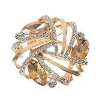 Womens Vintage Alloy Rhinestone Crystal Flower Wedding Bridal Bouquet Brooch Pin Daily Fashion Novelty Creation Aesthetic Beauty Jewelry | StyleID - #20_Gold