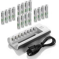 16x AAA 800mAh NI-MH Rechargeable Batteries + 8-Channel AA AAA Battery Charger