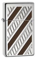 Zippo High Polished Chrome Slim Armor Rope Band Pocket Lighter