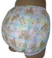Baby Pants Honey Bear Print Adult Pullon Plastic Pants - Medium