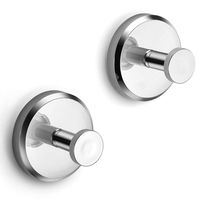 HOME SO Suction Cup Hooks for Shower, Bathroom, Kitchen, Glass Door, Mirror, Tile - Loofah, Towel, Coat, Bath Robe Hook Holder for Hanging up to 15 lbs - Waterproof & Rustproof, Chrome (2-Pack)