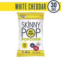 SKINNYPOP White Cheddar Popped Popcorn, 100 Calorie Bags, Individual Bags, Gluten Free Popcorn, Non-GMO, No Artificial Ingredients, A Delicious Source of Fiber, 0.65 Ounce (Pack of 30)