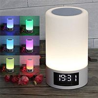 M6 lámpara de Noche con altavoz Bluetooth, Sensor táctil lámpara de mesa, intensidad regulable luz Blanca cálida y cambio de Color RGB, reloj despertador y llamadas de Manos libres mejores Regalos