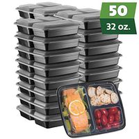 [50 Sets] Meal Prep Containers With Lids, 3 Compartment Lunch Containers, Bento Boxes, Food Storage Containers - 32 oz.