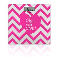 Coby Fashion Printed Inspriational Yes You Can Digital Glass Body Weight Bathroom Scale with Step-On Technology, 400 Pounds, Ultra Slim Modern Design