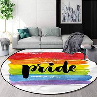 RUGSMAT Pride Round Area Rug,Watercolor Artwork LGBT Carpet Door Pad for Bedroom/Living Room/Balcony/Kitchen Mat Diameter-47
