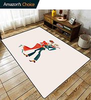 Day of the Dead ikat Area Rug Entryway, Dancing Dead Couple in Folkloric Clothes Culture and Spirituality Theme, Durable Rugs - Living, Dinning, Office, Rooms & Bedrrom, Hallway Carpet(8'x 10')