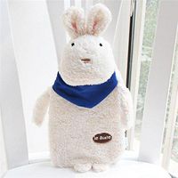 New Creative Cute Cartoon Rabbit Hot Water Bottle Bag Safe And Reliable Plush Rubber Washable Household Warm Items3 White