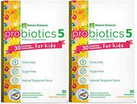 Naturo Sciences, Chewable Kids Digestive Probiotics, Nitrogen Filled Blister Packs for Product Freshness, 30 Once Daily Sugar Free Natural Tangerine Flavor - Pack of Two