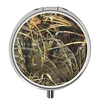 Feloowse Pill Box, Daily Medication Organizer Storage, Hunting-Camo Round Stainless Drug Kit with 3 Compartment Mini Size
