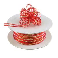 Ben Collection 1/4" X 25 Yards Iridescent Pull String Bows Ribbon (Red)