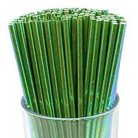 Just Artifacts Iridescent Decorative Party Paper Straws (100pcs, Mermaid Green)
