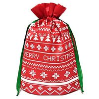 Inpluser Christmas Gift Bag with Drawstring and Band Mouth to Store Candy Packing Bag Christmas Party Supplies and Decorations