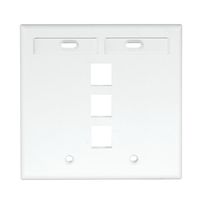 Leviton 42080-3WP 3-Port Dual Gang QuickPort Wallplate with ID Windows, White