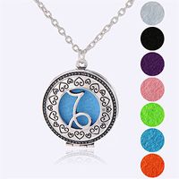 Zodiac Sign Capricorn Pendant Necklace for Aromatherapy Essential Oil Fragrance Diffuser Pendant Locket Jewelry Chain Copper Perfume Necklace with 5 Refill Pads