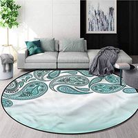 RUGSMAT Paisley Dining Room Home Bedroom Carpet Floor Mat,Pastel Teardrop Pattern Non-Slip Bathroom Soft Floor Mat Home Decor Round-55