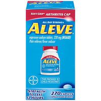 Aleve Soft Grip Arthritis Cap Tablets, Fast Acting All Day Pain Relief for Headaches, Muscle Aches, and Fever Reduction, Naproxen Sodium Capsules, 220 mg  (270 Count)
