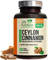Certified Organic Ceylon Cinnamon Standardized 1800mg - Organic Sri Lanka Ceylon Cinnamon Powder Pills - Made in USA - Best Natural Blood Sugar Support Supplement - 180 Capsules