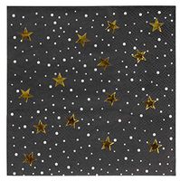 Cocktail Napkins - 50-Pack Luncheon Napkins, Disposable Paper Napkins Party Supplies for Birthday, Starry Night with Gold Foil Stars Design, Unfolded 10 x 10 Inches, Folded 5 x 5 Inches