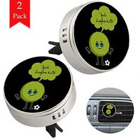 Green Cartoon Hairball 2 pcs silver Car Essential Oil Diffuser Vent Clip Aromatherapy Diffuser Locket Air Freshener with 4 Refill Pads 1.33x1.83in