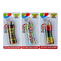 3 Pack Light-Up Printed Pocket Lighter, Refillable, Colorful Fashion Designs - Skulls & Lion