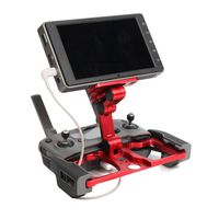 Sunnylife Foldable Aluminum Tablet Stand, Smart Phone Holder Mount/CrystalSky Monitor Holder with Lanyard Support for Mavic 2/ Mavic PRO/Mavic AIR/Spark Remote Controller (3 in 1)-Red