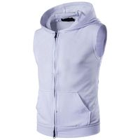 Forthery Men Workout Hooded Tank Top Shirt Letter Sleeveless Pullover Hoodie Sports Vest Shirts (White, US M = Asia L)