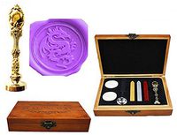 MNYR Dragon Luxury Wood Box Rose Gold Metal Peacock Wedding Invitations Gift Cards Paper Stationary Envelope Seals Custom Logo Wax Seal Sealing Stamp Wax Sticks Melting Spoon Wood Gift Box Kit