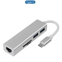 Hiapix USB-C to Gigabit Ethernet Adapter Hub with USB A 3.0 Ports, SD/TF Card Reader for Type-C Thunderbolt 3 MacBook/MacBook Air/MacBook Pro 2015-2019, Dell XPS 13/15, HP Spectre and More (Sliver)