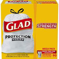 Glad Tall Kitchen Drawstring Trash Bag - 13 Gallon, 90 Count (2 Pack(90 Count))