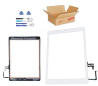 (md0410) White Front Digitizer Glass Lens Touch Screen Full Complete Assembly Replacement Compatible Ipad Air A1474, A1475, A1476 (Camera Holder, Adhesive, White Home Button Flex Set) Repair Tool Kit
