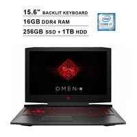 HP OMEN 2019 Flagship Premium 15.6 Inch FHD IPS Gaming Laptop (Intel 6-Core i7-8750H up to 4.1GHz, 16GB RAM, 256GB SSD + 1TB HDD, GTX 1050Ti 4GB, Backlit Keyboard, Windows 10)