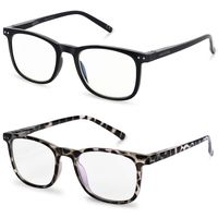 Blue Light Blocking Glasses, 2 Pack Cut UV400 Computer Reading Glasses for Anti Eyestrain, Lightweight Eyeglasses Frame, Sleep Better for Men/Women(0.00,No Magnification) (Leopard + Black)