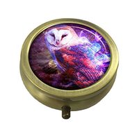 Vintage Owl Galaxy Custom Round Pill Box Pocket Wallet Travel Pill Vitamin Decoration Box Holder