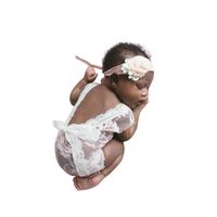 Baby Girl Lace Photography Costume, Cute Comfortable Baby Newborn Photography Props Lace Infant Photo Shoot Clothes(White)