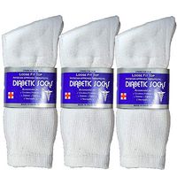 USBingoshop 3 Pairs Mens Physicians Approved Crew Ankle Diabetic Socks Cotton (V-3-PK-DCrew-White)