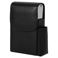 Fdit PU Leather Cigarette Box Case with Pouch Lighter Holder Cigarette Case and Dispensers (Black)