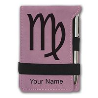 Mini Notepad, Zodiac Sign Virgo, Personalized Engraving Included (Pink)