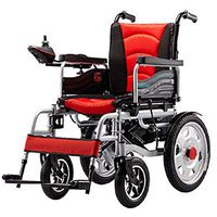 ASDY Electric Wheelchair,Electric Folding Wheelchair Lightweight Full Intelligent Powerchair Super Endurance Safer Elderly Wheelchair,Bearing Capacity 150KG,Red