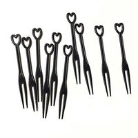 1Bag(approx 450pcs) Plastic Disposable Mini Cocktail Picks Fruit Forks Cocktail Sticks Party Supplies Plates Picks Cake Forks (black)